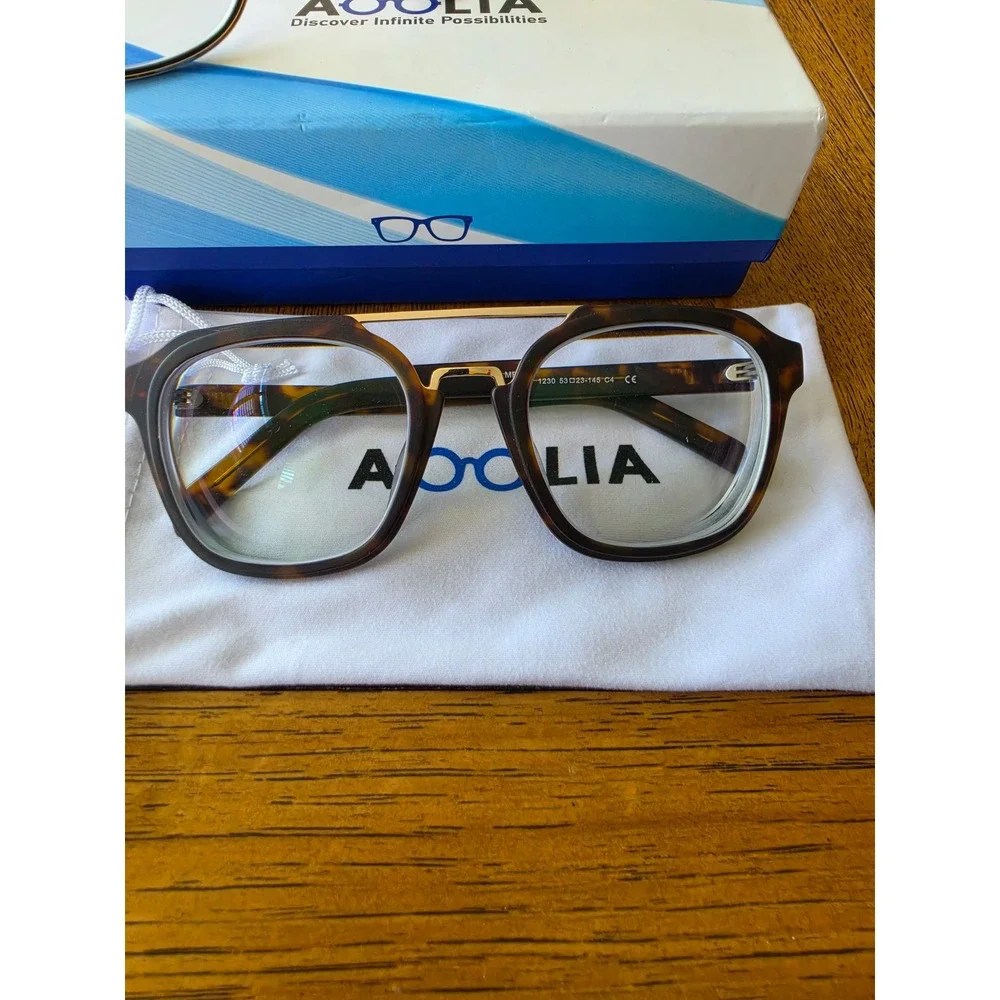 Aoolia Eyeglass Frames Lot Tortoise Double Bridge & Gold Geometric‎ Glitter 2pc